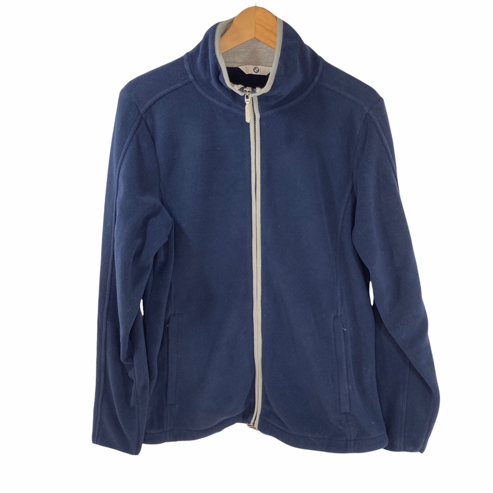 BMW Fleece Full Zip Jacket Blue Car Luxury Coat Large